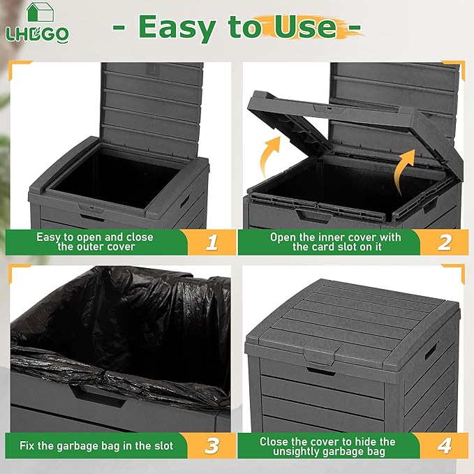 Outdoor Trash Can, 2 Set of 31 Gallon Garbage Can - Image 5