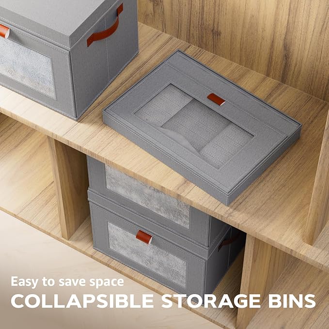 Large Storage Bins with Lids, Stackable&Collapsible Closet Storage Bins - Image 7