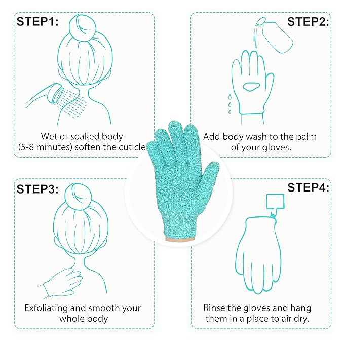Evridwear Exfoliating Gloves for Shower, 100% Nylon Thick Soft Medium Heavy - Image 5