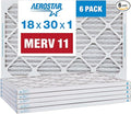 Aerostar 18x30x1 MERV 11 Pleated Air Filter, AC Furnace Air Filter, 6 Pack by AirFiltersDelivered