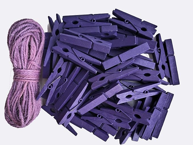1.9 Inch Purple Wooden Clothes Pins by Unknown