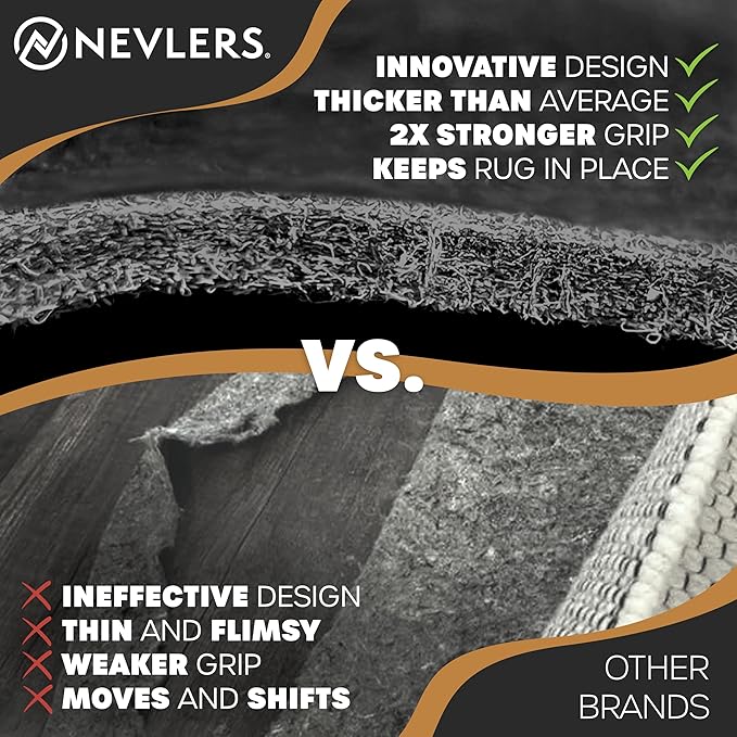 Nevlers 6x9 Rug Pad Non Slip – 1/4" Thick Felt TPO Dual-Layer Grip Mat | Anti - Image 5