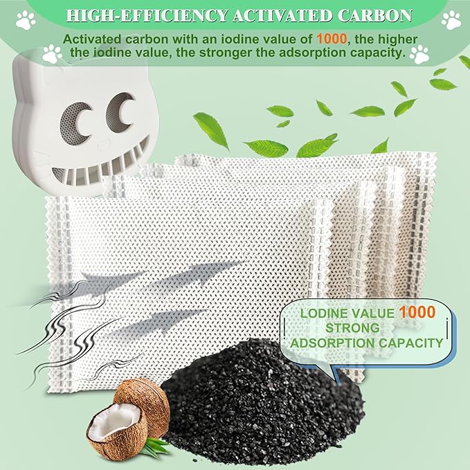 Unscented Cat Litter Box Deodorizer Kit Stick-On Activated Carbon Odor - Image 2