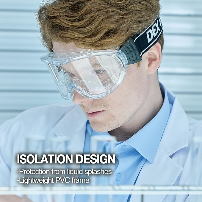 DEX FIT Protective Safety Goggles SG220A; OTG Over Glasses Fit, Anti Fog & - Image 6