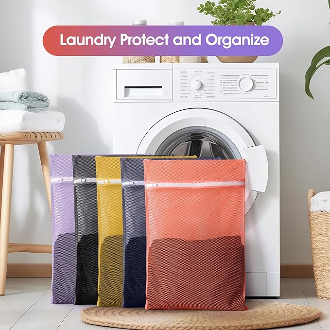 5Pcs Mesh Laundry Bags Sturdy for Delicates, Travel and Organize - Image 2