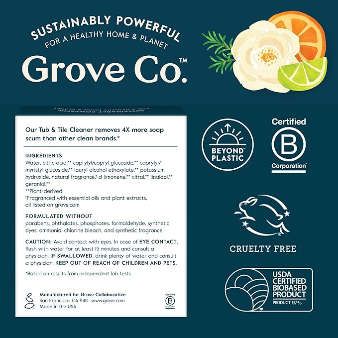Grove Co. Tub and Tile Cleaner Refill Concentrate + 1 x Reusable Glass Spray - Image 7