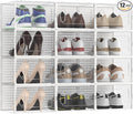 12 Pack Large Modular Clear Plastic Stackable Shoe Storage Organizer by FJFEOIYE