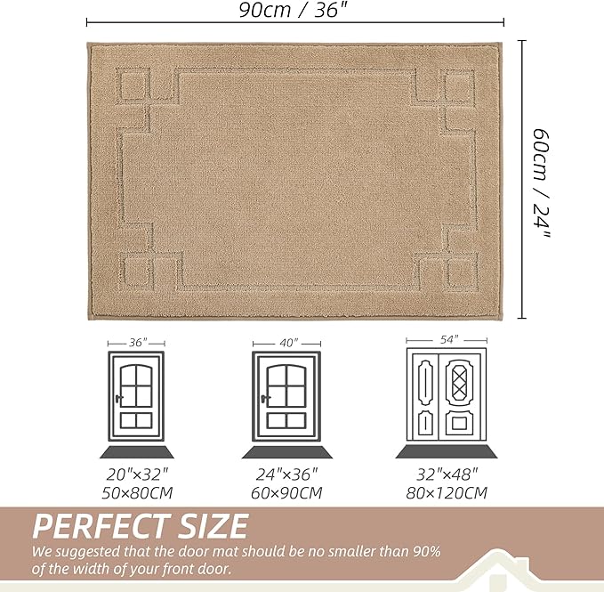 BEQHAUSE Door Mat 24" x 36", Non-Slip Door Mats Indoor Entryway Rugs Washable - Image 2