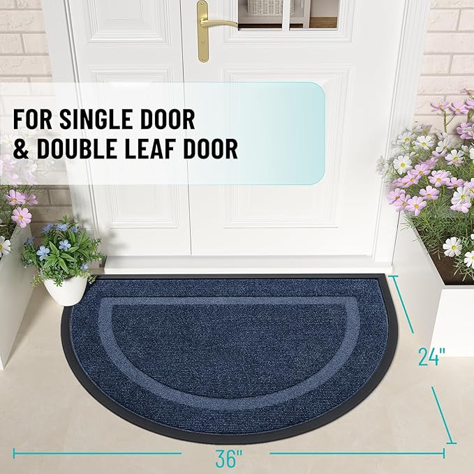 OLANLY Half Circle Door Mat Indoor Outdoor Entrance Welcome, Waterproof - Image 3