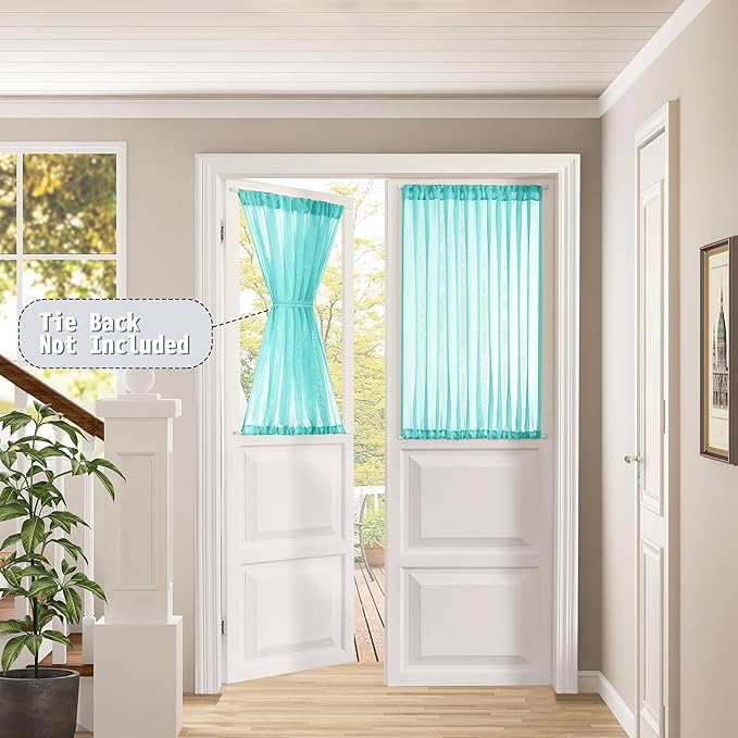 Tollpiz Small Sheer Door Curtain Closet Linen Textured Curtain Sheers Doorway - Image 2