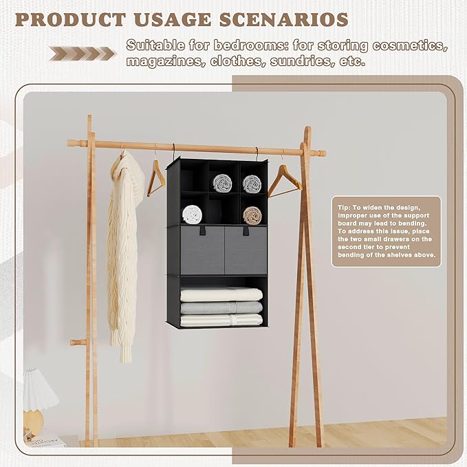 Hanging Closet Organizer 4 Shelves, 2 Drawers Closet Organization and Storage - Image 6