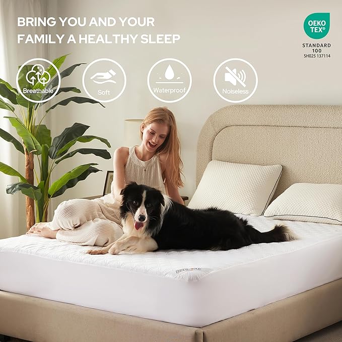 BEDLORE Waterproof Mattress Protector, King Size Noiseless Mattress Pad - Image 3
