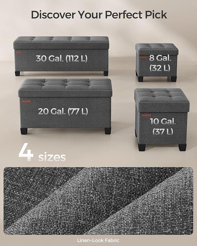 SONGMICS Storage Ottoman Bench, Foldable Foot Rest - Image 6