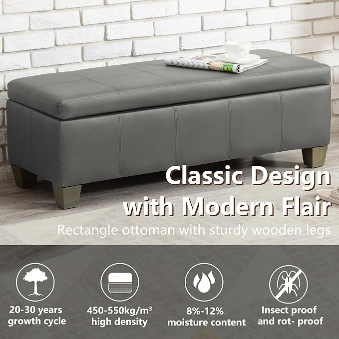51 Inch Faux Leather Ottoman - Image 7