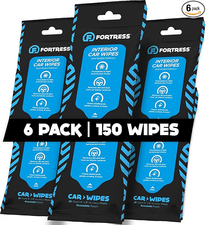 Fortress Car Interior Wipes for Car Interior Cleaning, and Steering Wheel by Fortress