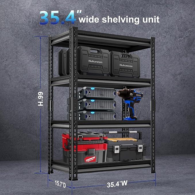 Adjustable Garage Storage Shelves, 35.4''W Garage Shelving Heavy Duty Loads - Image 2