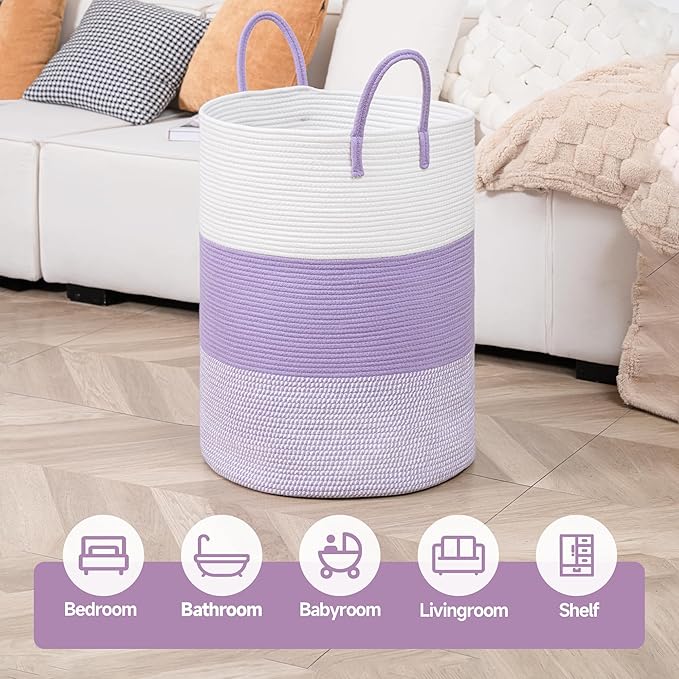 CLHMILY&Z 100L Laundry Basket Round Storage Rope Basket - Image 3