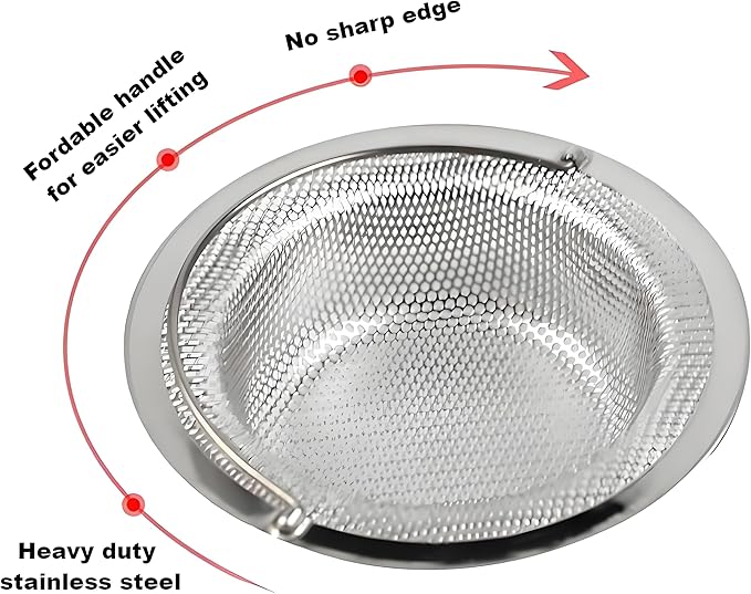 2 Pack Stainless Steel Sink Strainer Basket, Fine Mesh Drain Protector - Image 3