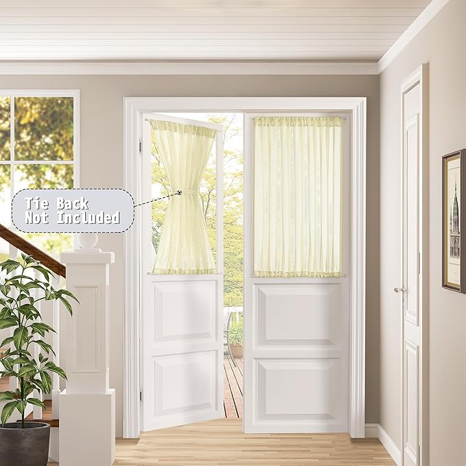 Tollpiz Short Sheer Door Curtain Closet Linen Textured Curtain Sheers Doorway - Image 2