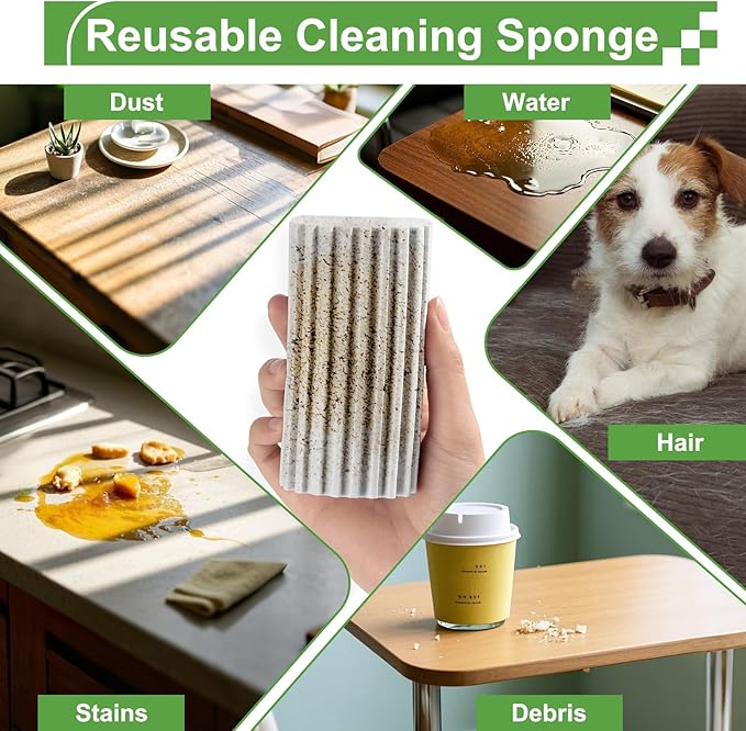 4-Pack Damp Clean Duster Sponge, Reusable Magic Dusting Sponge Brush - Image 4
