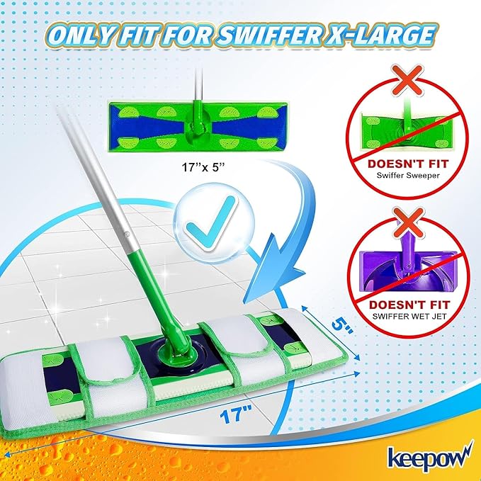 KEEPOW Microfiber Pads for Swiffer XL, Heavy Duty Dry Sweeping Cloths for - Image 2
