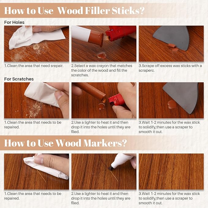 Wood Filler Sticks, 12 Colors Wood Wax Crayons Furniture Markers Touch Up - Image 4