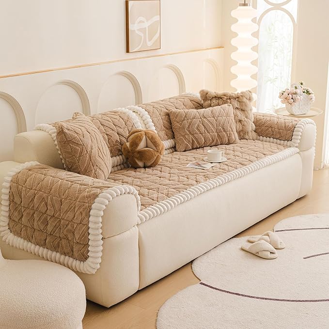 OTOB Pet Couch Covers for 3 Cushion Couch Sofa, Washable & Non Slip Fuzzy Plush - Image 9