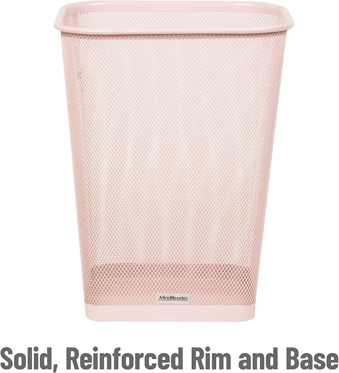 Mind Reader Mesh Trash Can, Square Wastebasket - Image 4