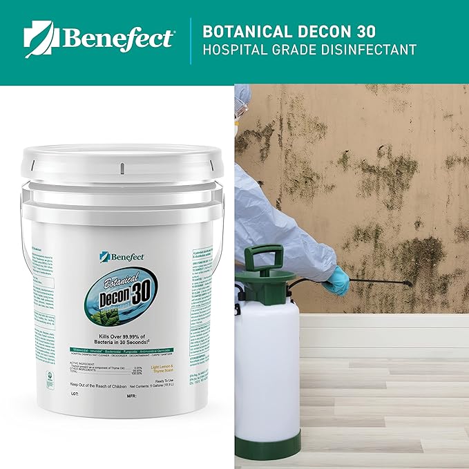 Benefect Botanical Decon 30 Disinfectant Cleaner, 5 Gallon, Light Lemon & Thyme - Image 2