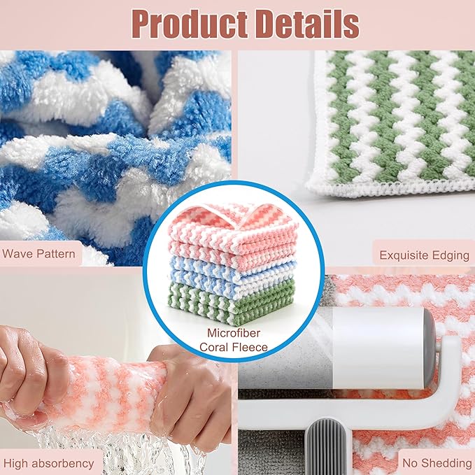Microfiber Cleaning Cloth, 12 Pack 12"x12" Dish Towels - Image 4