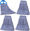 JERIA 4 Pack Heavy Duty Mop Head Replacements, String Mop Head by JERIA
