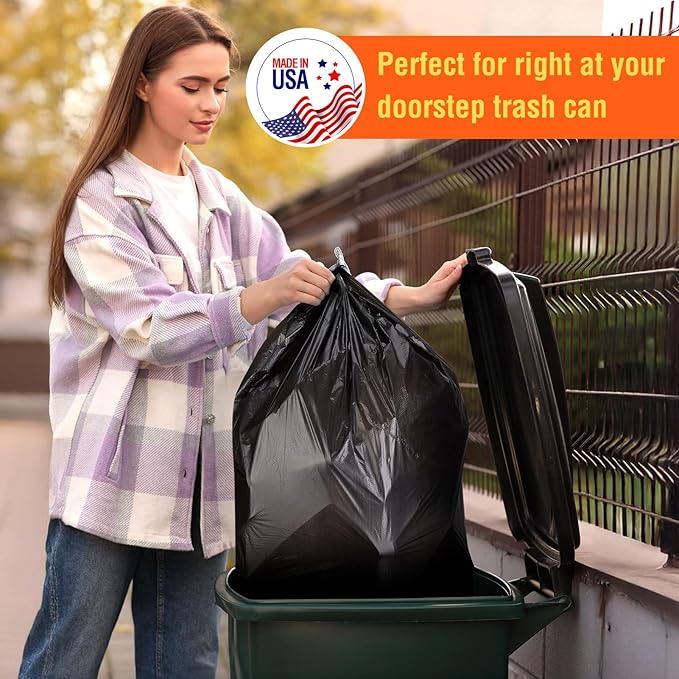 Delxo 55-60 Gallon Black Trash Bags, Durable & Puncture-Resistant Plastic - Image 6
