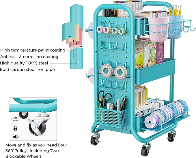 DESIGNA 3-Tier Utility Storage Rolling Cart - Image 6