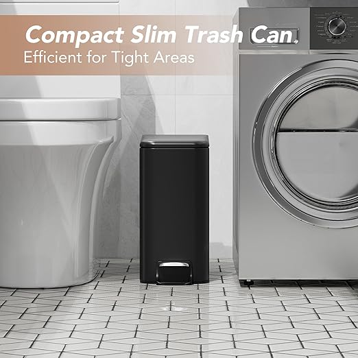 Small Trash Can with Lid Soft-Close, 6 L/1.6 Gal Bathroom Garbage Can with - Image 4