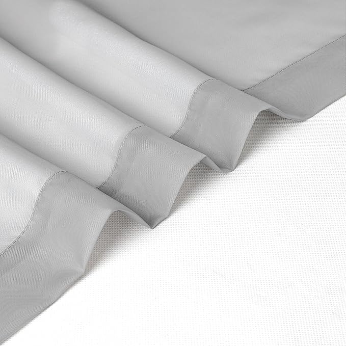 Chyhomenyc Light Grey Sheer Curtains 63 Inch Length 2 Panels, Light Filtering - Image 7