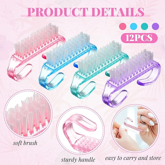Patelai 24 Pcs Handle Grip Nail Brush Bulk Colorful Nail Scrubber Cleaner - Image 2