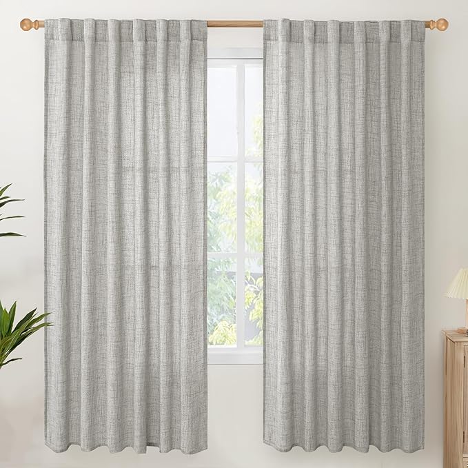 YoungsTex Dark Grey Linen Curtains 78 Inch Length by YoungsTex