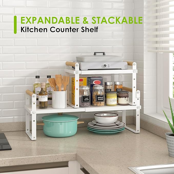 DOLALIKE Expandable kitchen Countertop Organizer, Stackable Cabinet Shelf - Image 5