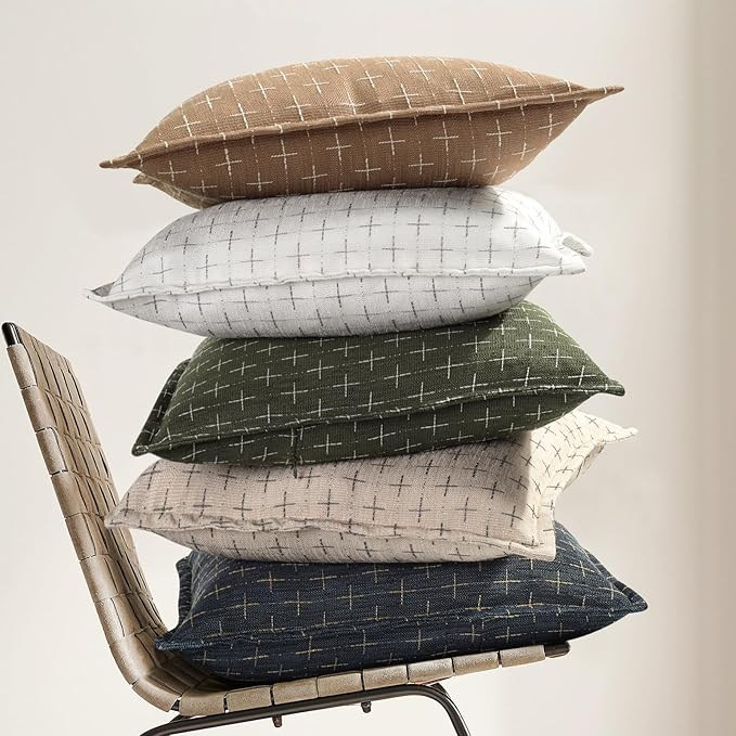 ZWJD Throw Pillow Pillow Covers 24x24 Set of 2 Soft Polyester Textured Pillow - Image 6