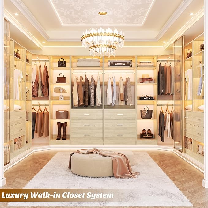 Corner Closet System with 3 Drawers, Corner Closet Organizer System with 13 - Image 2