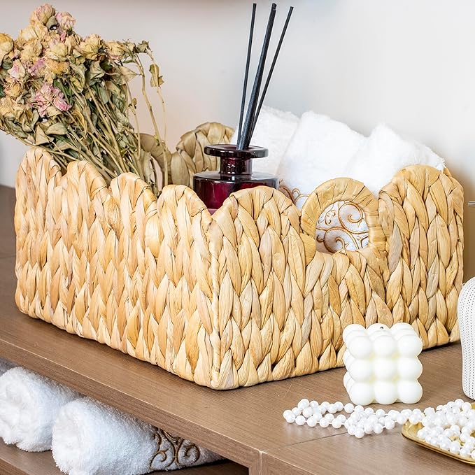 Scalloped Basket Wicker & Rattan Storage Basket - Image 4