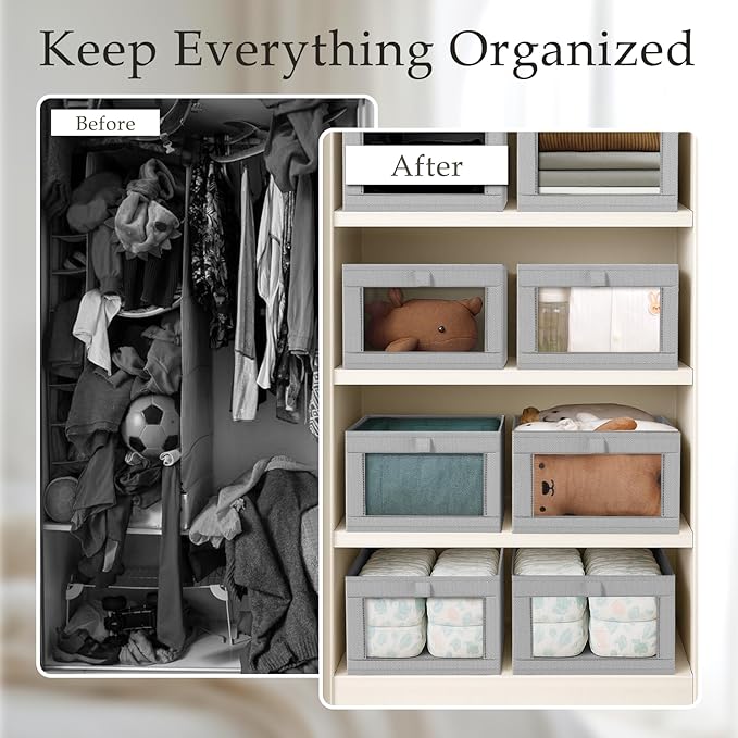 Criusia 6 Pack Linen Closet Organizers and Storage, Large Linen Closet Baskets - Image 2