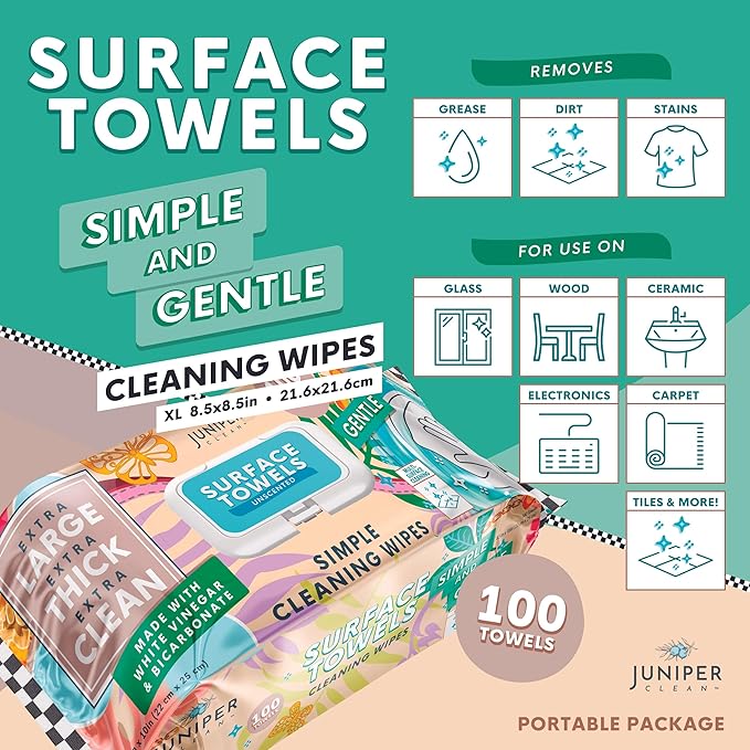 Single Surface Cleaning Wipes Bleach Free, Thick & Large Dispose, All-Purpose - Image 2