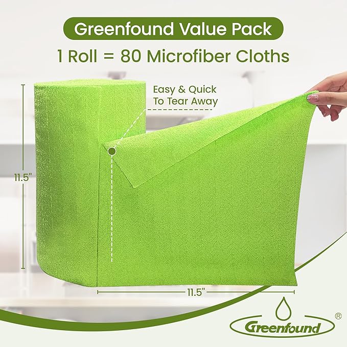 Greenfound Microfiber Cleaning Cloth Roll -80 Pack, Tear Away Microfiber Towels - Image 2