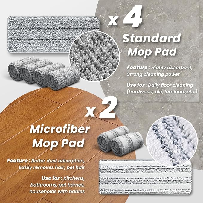 Mop and Bucket Set, Flat Microfiber Mops - Image 4