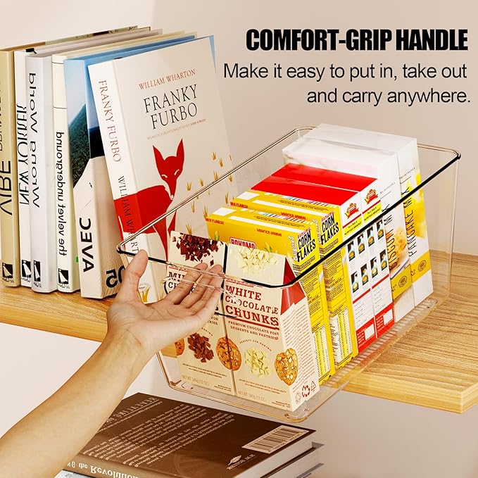 Set of 4 Clear Plastic Storage Bins, 2 Large +2 Small Pantry Organizers and - Image 7