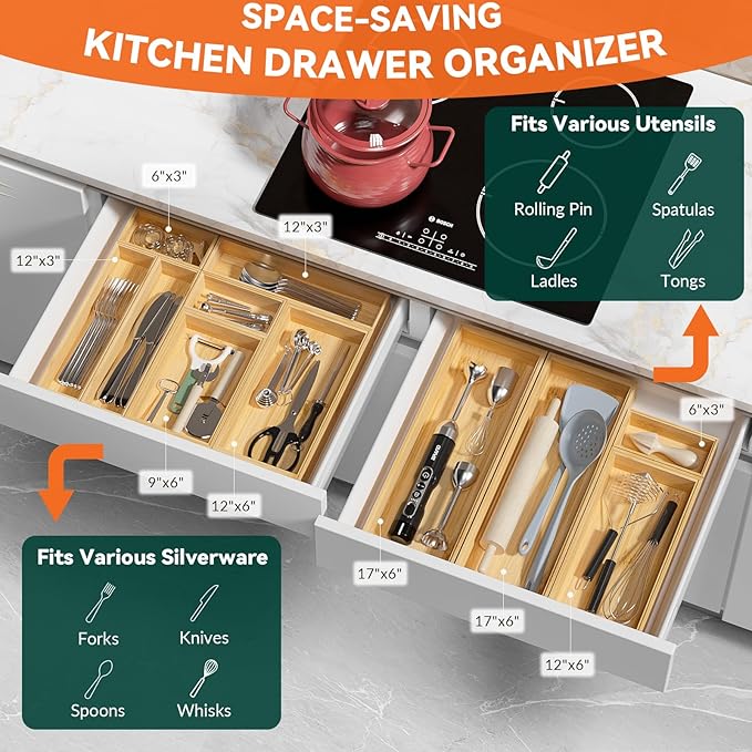 Bamboo Drawer Organizer - Image 3
