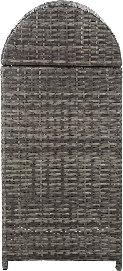 SAFAVIEH Outdoor Collection Mazeli Grey Brown Woven Swing Top Dome Lid Trash - Image 10