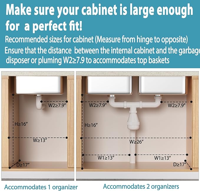Under Sink Organizer 2 pack, 2 Tier Slide Out Under Sink Organizers And Storage - Image 6