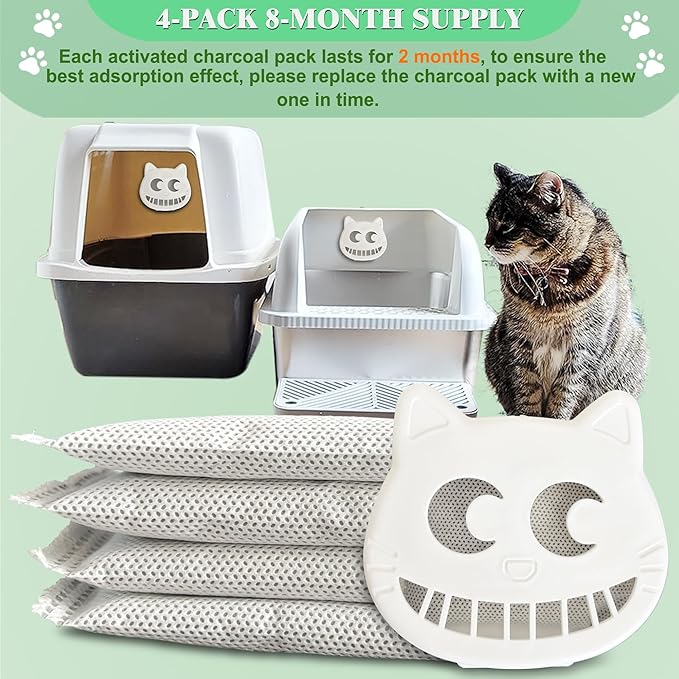 Unscented Cat Litter Box Deodorizer Kit Stick-On Activated Carbon Odor - Image 5